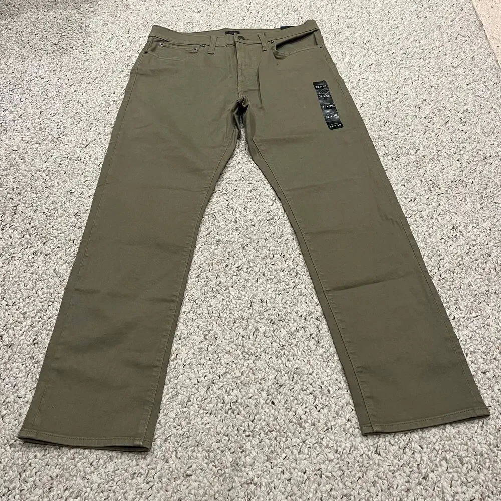 NEW J Crew Flex Straight Fit Garment Dye 5 Pocket Jean 32x30 Mens Green Preppy